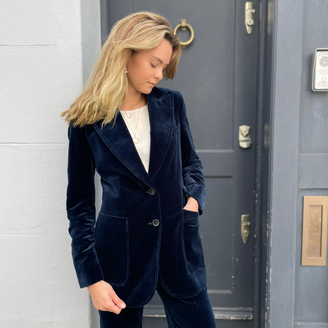 Womens Jacket Blue Velvet Trench Coat Bella Freud St James