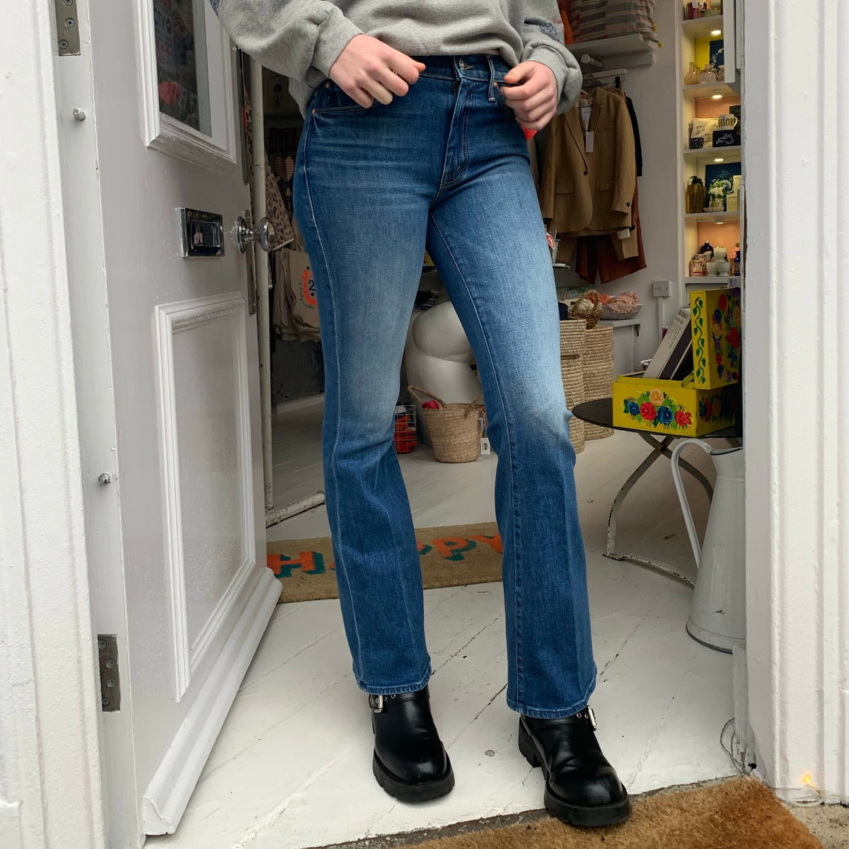 Mother Denim Mid Rise Rider Ankle Right On Jeans — The Cross