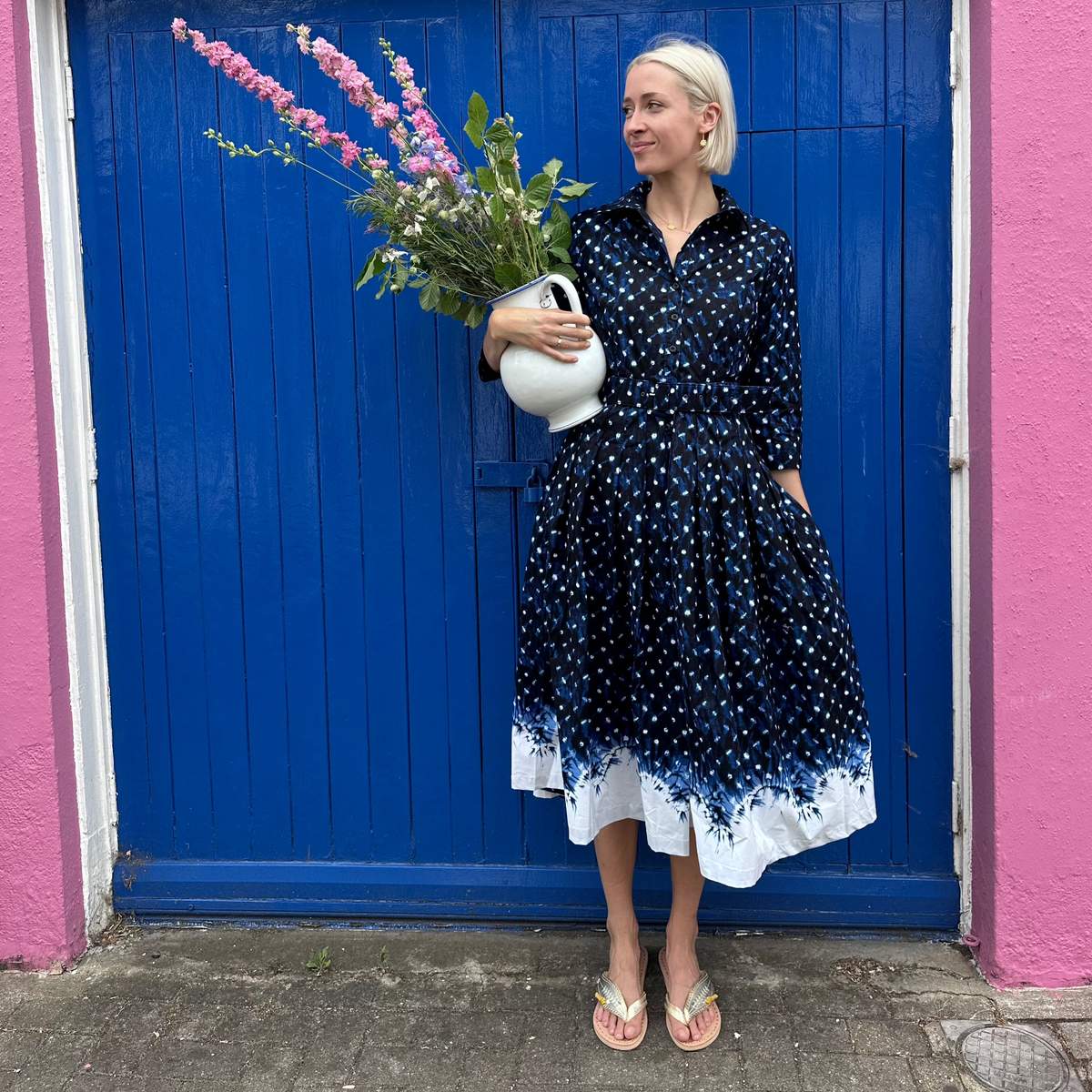 Samantha Sung Audrey Shibori Midnight Border Dress — The Cross