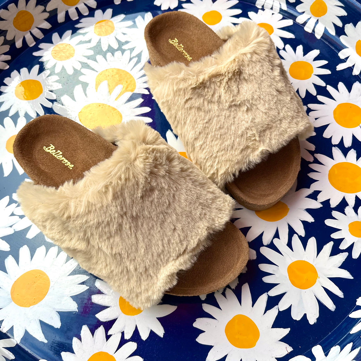 Yellow on sale fluffy sliders